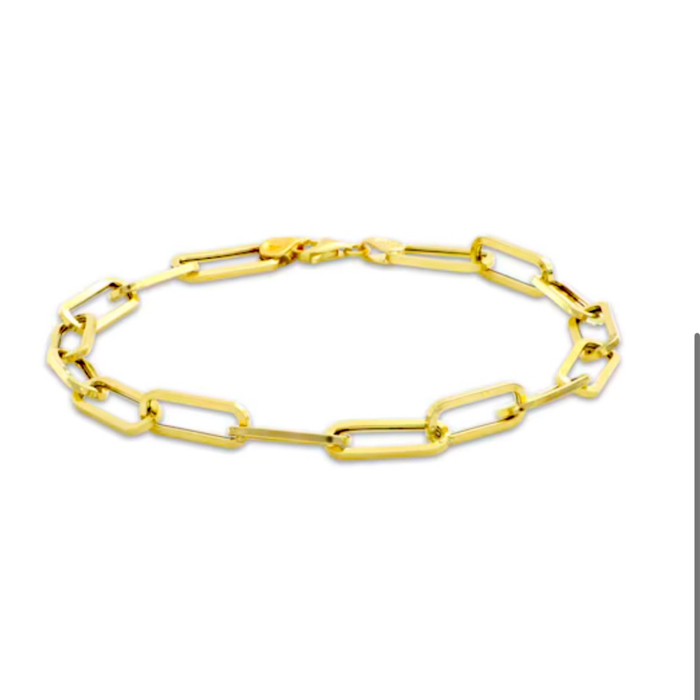Paperclip Bracelet Hollow 10K Yellow Gold 7.5"